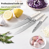 MDHAND Konyhai Kés Készlet 6 Darabos Késsel, Steak Késekkel és Élezővel 6