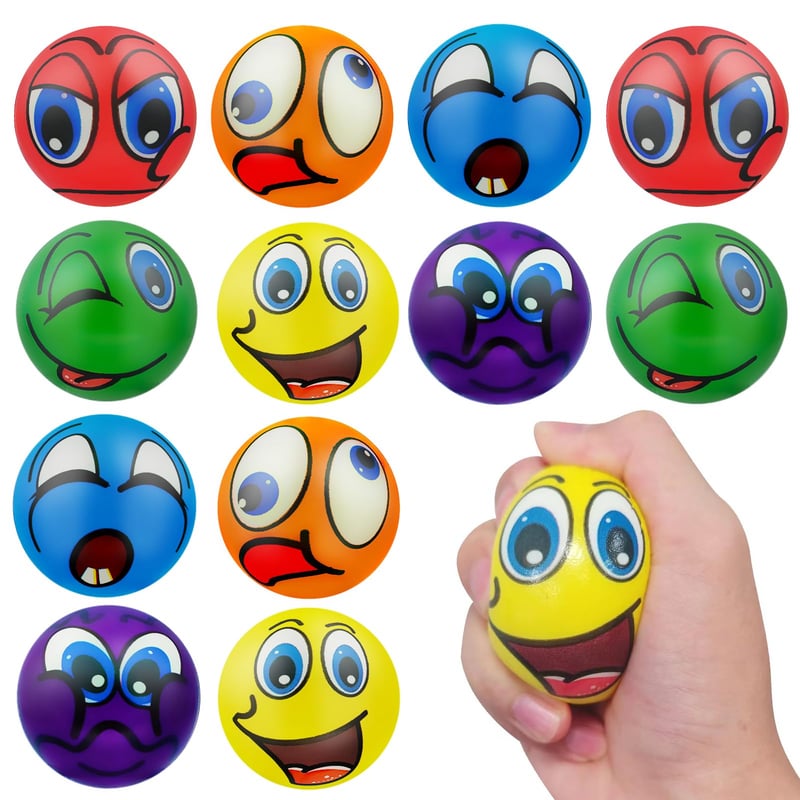 Meanju sada 12 antistresových loptičiek, penové antistresové loptičky s vtipnými tvárami, futbalové loptičky, loptičky na odbúranie hnevu pre deti aj dospelých, squishy hračka