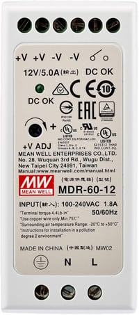 MeanWell MDR-60-12 DIN-sín tápegység 60W 12V 5A ipari vezérléshez 3