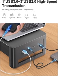 Meatanty Dupla Monitortartó Állvány 2 Fiókkal és 4 USB Porttal - Fém Asztali Rendszerező PC és iMac Képernyőkhöz (38,5") - 27"-ig 2