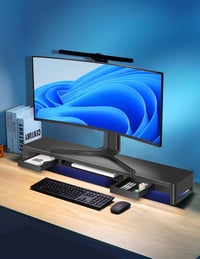 Meatanty Dupla Monitortartó Állvány 2 Fiókkal és 4 USB Porttal - Fém Asztali Rendszerező PC és iMac Képernyőkhöz (38,5") - 27"-ig 7