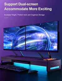 Meatanty Dupla Monitortartó Állvány 2 Fiókkal és 4 USB Porttal - Fém Asztali Rendszerező PC és iMac Képernyőkhöz (38,5") - 27"-ig 3