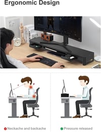 Meatanty Dupla Monitortartó Állvány 2 Fiókkal és 4 USB Porttal - Fém Asztali Rendszerező PC és iMac Képernyőkhöz (38,5") - 27"-ig 4