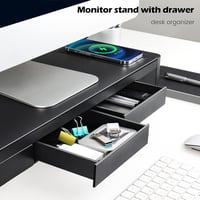 meatanty Monitor Stand 3 az 1-ben USB portokkal, vezeték nélküli töltővel és fiókokkal 3