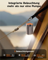 Elektrická vzduchová pumpa Meayll s batériou 3000 mAh, 4,5 kPa, 280 l/min, USB-C, LED svetlom, 5 nadstavcami na nafukovacie matrace, plávacie kolesá a vákuové vrecia 5