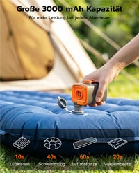 Elektrická vzduchová pumpa Meayll s batériou 3000 mAh, 4,5 kPa, 280 l/min, USB-C, LED svetlom, 5 nadstavcami na nafukovacie matrace, plávacie kolesá a vákuové vrecia 3