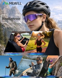 Meayll Cyklistické okuliare Pánske Dámske UV400 Slnečné okuliare s rámom TR90 a nastaviteľnou nosnou opierkou MTB Šport Beh Bicykel Rybolov E-bike Fialové 7