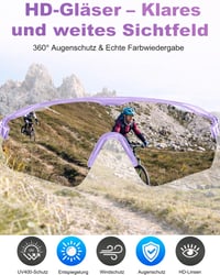 Meayll Cyklistické okuliare Pánske Dámske UV400 Slnečné okuliare s rámom TR90 a nastaviteľnou nosnou opierkou MTB Šport Beh Bicykel Rybolov E-bike Fialové 5