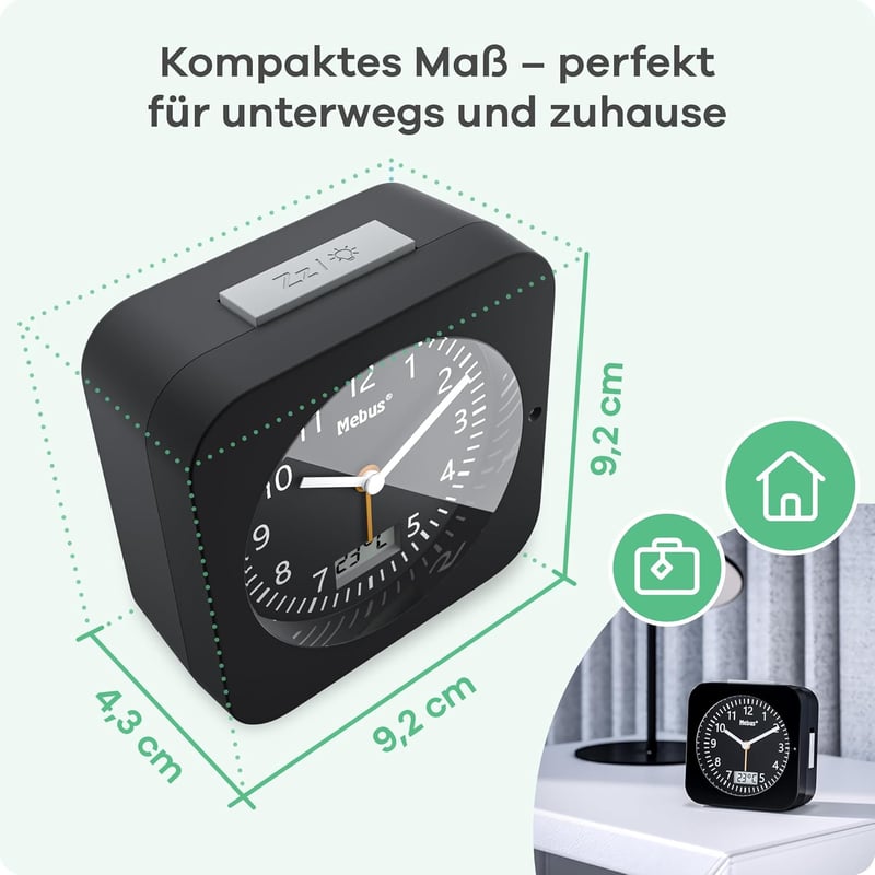 Mebus 25609 Rádiós Ébresztőóra Hőmérővel, Dátumkijelzéssel és Hátlámpa Funkcióval - Single, Black