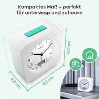 Ceas deșteptător wireless Mebus 25610 cu afișaj de temperatură, dată, alb, dimensiune de călătorie, 4,3x9,3x9,4 cm, afișaj mare, iluminare de fundal, funcționează cu baterii 5