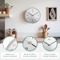 Mebus 30 cm-es rádióvezérelt falióra szürke kerettel fehér számlappal 3