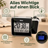 Mebus 42425 Projekciós Rádiójel-vezérelt Ébresztőóra – Digitális Falióra Idővetítéssel, Hőmérővel 5
