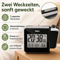 Mebus 42425 Projekciós Rádiójel-vezérelt Ébresztőóra – Digitális Falióra Idővetítéssel, Hőmérővel 4