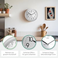 Rádiom riadené nástenné hodiny Mebus 52451 – strieborné, farebné, priemer 25 cm 3