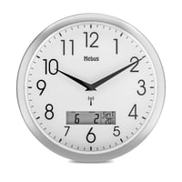 Mebus analogni zidni sat s radijskim upravljanjem, 30 cm, velike dimenzije, lako čitljiv, bešuman, srebrne boje 1