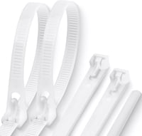 Meccion Újrafelhasználható Kábeltartó 100 db UV-álló Fehér Nylon 250mm 6