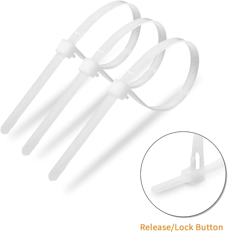 Meccion Újrafelhasználható Kábeltartó 100 db UV-álló Fehér Nylon 250mm