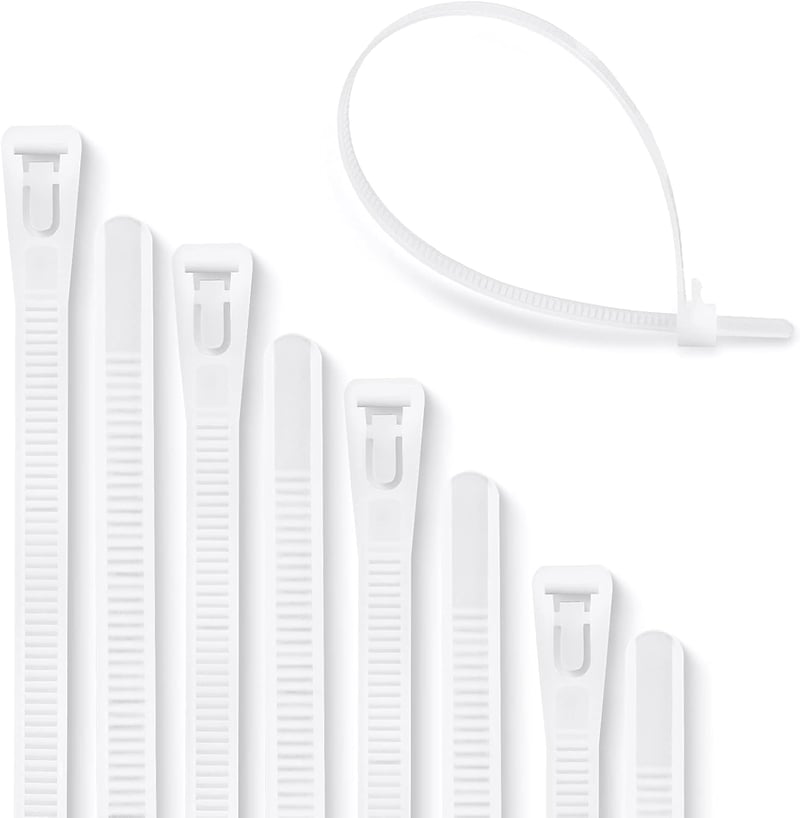 Meccion Újrafelhasználható Kábeltartó 100 db UV-álló Fehér Nylon 250mm