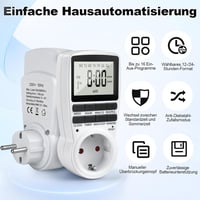 MECHEER 24 órás digitális időzítő aljzat, 16 program, LCD kijelző, heti időzítő kapcsoló 2