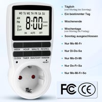 MECHEER 24 órás digitális időzítő aljzat, 16 program, LCD kijelző, heti időzítő kapcsoló 5