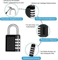 MECHEER 4 számjegyes kombinációs lakat 2 db, időjárásálló poggyászzár szekrényhez, ajtóhoz, számkódos zár 2