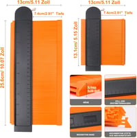 MECHEER Kontúrmérő Készlet Zárral 25+12 cm - Profilmásoló Sablon Laminált Padlóhoz, Szőnyeghez, Fához - Asztalos Jelölő Eszköz Férfiaknak 2