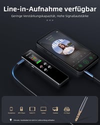 Digitálny diktafón MECHEN 128 GB, nahrávanie jedným dotykom, prenosný hlasový záznamník 7