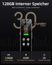 Digitálny diktafón MECHEN 128 GB, nahrávanie jedným dotykom, prenosný hlasový záznamník 2