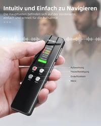 Digitálny diktafón MECHEN 128 GB, nahrávanie jedným dotykom, prenosný hlasový záznamník 4
