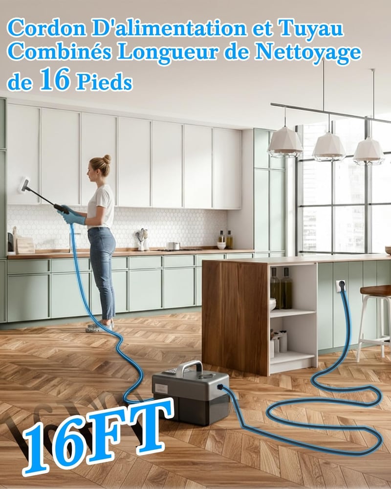 mecmic Hordozható Gőztisztító 2500W 120°C Gyors Felmelegítés 1.6L Tartály