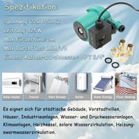Obehové čerpadlo MECUTP RS15/9 125 W, cirkulačné čerpadlo na vykurovanie, max. výtlačná výška 9 m, max. prietok 1,8 m³/h, pripojenie NPT 3/4" 6
