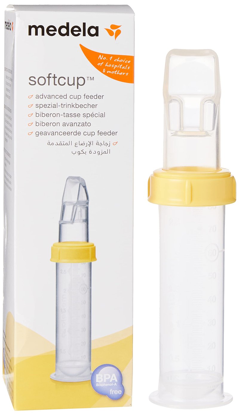 Medela SoftCup Silikónový Pohárik na Kŕmenie - Ergonomický Dizajn pre Bábätká s Problémami s Prisatím, Bez BPA, Prenosný, 60g