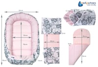 Medi Partners Baba Fészek Szett 100x60 cm - 5 részes, Kivehető Betéttel, Takaróval, Újszülötteknek, 100% Pamut, Bogyó-Rózsaszín Plüss 2