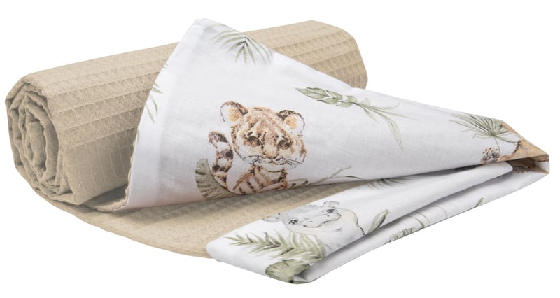 Medi Partners Babydecke mekana dječja dekica za novorođenčad 75x100 cm, 100% pamuk, safari siva waffle uzorak, za krevetić i kolica