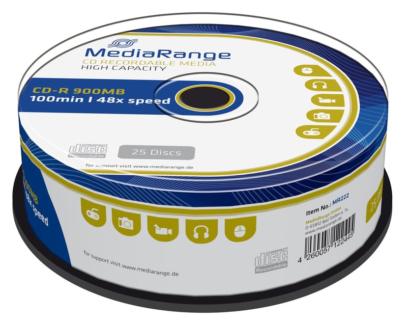 CD-R disk MediaRange MR222 900MB 100 min 48x rýchlosť zápisu, balenie 25 ks cakebox