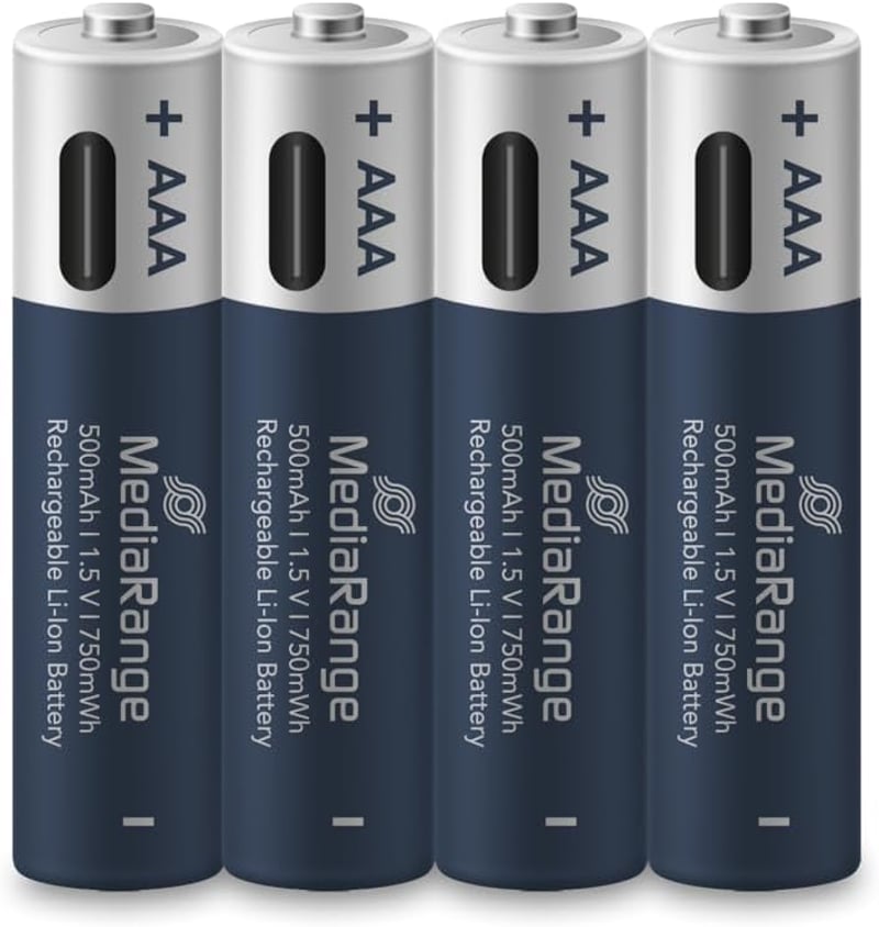 MediaRange USB-C Li-Ion újratölthető AAA mikro elem 1,5V 500mAh - 4 db