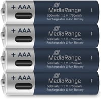 MediaRange USB-C Li-Ion újratölthető AAA mikro elem 1,5V 500mAh - 4 db 4