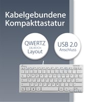 Káblová kompaktná klávesnica MediaRange, 78 ultratenkých kláves, nemecké rozloženie QWERTZ, USB 2.0 Plug & Play, biela, vodoodolná 2