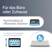 Káblová kompaktná klávesnica MediaRange, 78 ultratenkých kláves, nemecké rozloženie QWERTZ, USB 2.0 Plug & Play, biela, vodoodolná 3