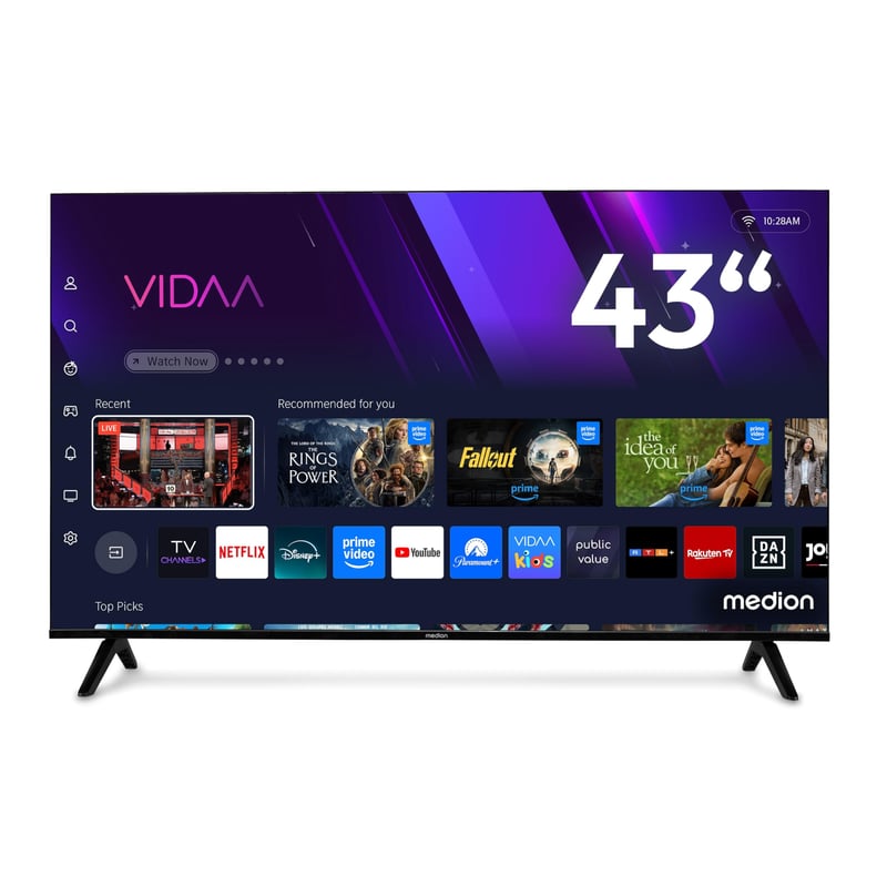 Inteligentný 4K QLED televízor MEDION MD 843601, 108 cm (43 palcov), Dolby Vision HDR, Dolby Atmos, Bluetooth, Prime Video, Disney+, DAZN, HbbTV, PVR, VIDAA