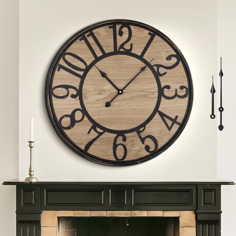 Mee 2ou Extra Nagy Fali Óra 80 cm - Antik Bronz Fém Vintage Falióra Arab Számokkal, Csendes Működés, Nappali, Konyha, Iroda Dekoráció