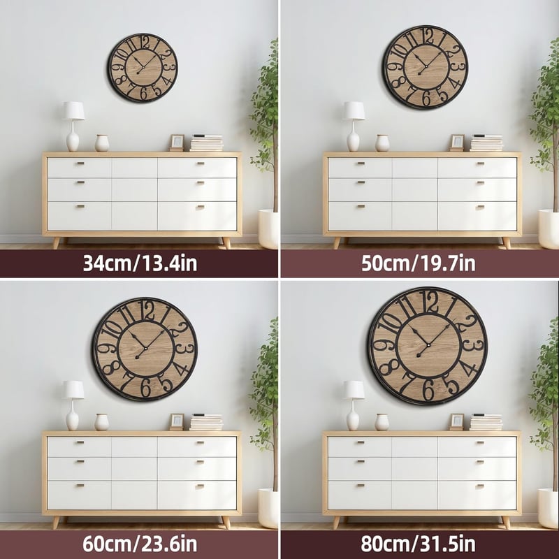 Mee 2ou Extra Nagy Fali Óra 80 cm - Antik Bronz Fém Vintage Falióra Arab Számokkal, Csendes Működés, Nappali, Konyha, Iroda Dekoráció