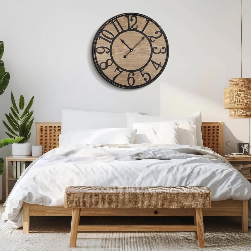 Mee 2ou Extra Nagy Fali Óra 80 cm - Antik Bronz Fém Vintage Falióra Arab Számokkal, Csendes Működés, Nappali, Konyha, Iroda Dekoráció
