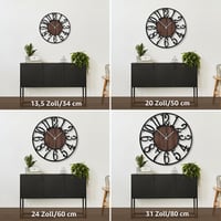 Mee 2ou Nagy falióra csendes járással, 50 cm 20 hüvelyk, elemes, modern retro, fekete számlap fa hatású betéttel nappaliba hálószobába konyh 2
