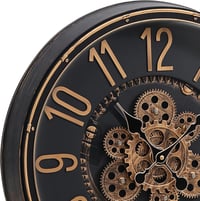 Mee 2ou Retro steampunk fali óra mozgó fogaskerék kerékkel, 40 cm, barna arany, ipari vintage dekoráció nappaliba és otthonra 8