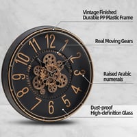 Mee 2ou Retro steampunk fali óra mozgó fogaskerék kerékkel, 40 cm, barna arany, ipari vintage dekoráció nappaliba és otthonra 6