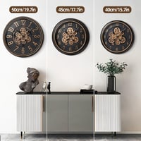 Mee 2ou Retro steampunk fali óra mozgó fogaskerék kerékkel, 40 cm, barna arany, ipari vintage dekoráció nappaliba és otthonra 4