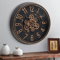 Mee 2ou Retro steampunk fali óra mozgó fogaskerék kerékkel, 40 cm, barna arany, ipari vintage dekoráció nappaliba és otthonra 1