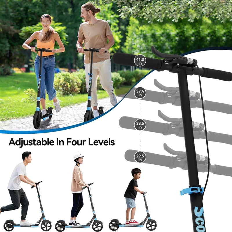MEE GOO összecsukható roller felnőtteknek, 200mm kerekek, tárcsafék, fekete