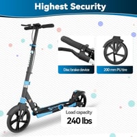 MEE GOO összecsukható roller felnőtteknek, 200mm kerekek, tárcsafék, fekete 2